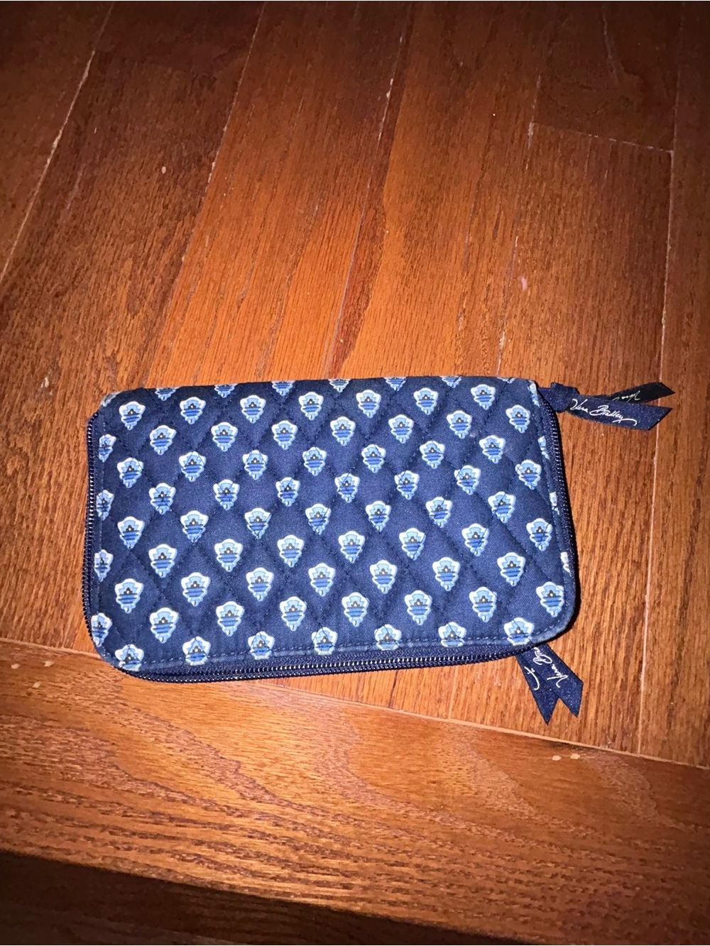 Vera Bradley Nantucket Navy Quilted Zip Around Wallet Vintage